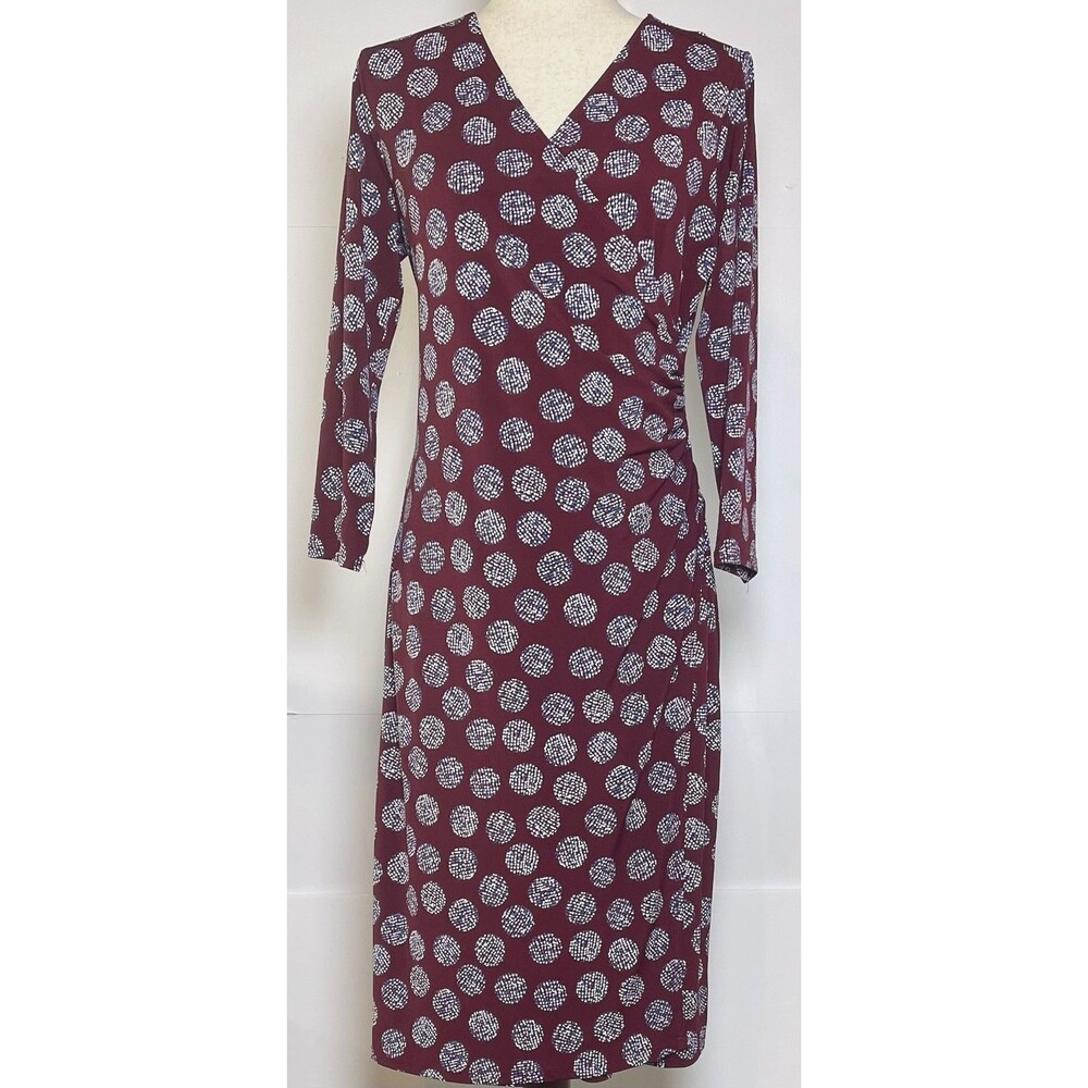 Susan Graver wrap midi dress 3/4 Sleeves sz S wedding work stylish glam